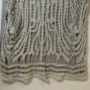 LC Lauren Conrad XL Taupe Silver Metallic Crochet Front Tank Top Scoop Neck thumbnail 6