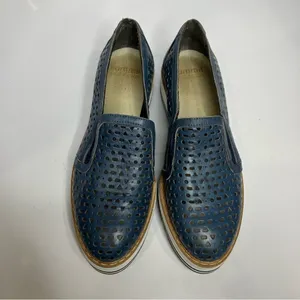 Summit by white mountain blue perforated leather‎ platform shoes size 39 thumbnail 3