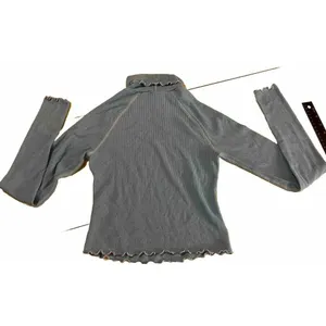 Out from under Frilly Turtle Neck Y2K 00s Vibes‎ l/s blue comfy cozy top small thumbnail 2