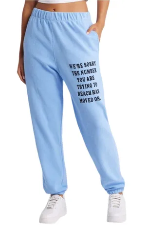 Boys Lie Women’s Size XS Light Blue 1-800 Revamped Rhinestone Track Joggers thumbnail 1