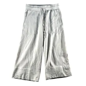 Quince S Small SuperSoft Fleece Cropped Wide Leg Pants Drawstring Off-White thumbnail 3