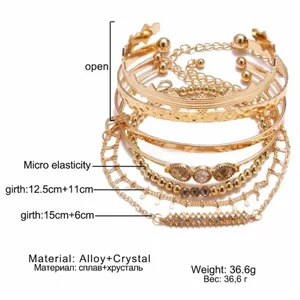 NEW Solid Gold‎ Plated 7 pc Boho Stacking Bracelet Set thumbnail 11