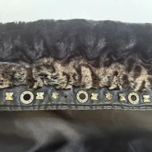 Cache Y2k Faux Fur Vest‎ Studded Embellished Black Brown Animal Print S Small thumbnail 4