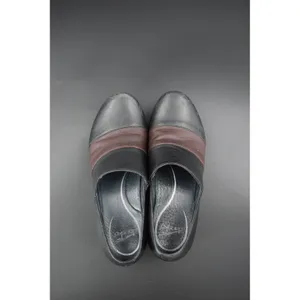 Dansko Leather Clogs Women 40 Black Brown Good Two Tone Slip On Block Heel thumbnail 5