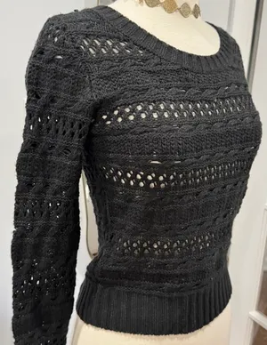 • Vintage dELiA*s Y2K Black Open-Knit Metallic Sweater thumbnail 1