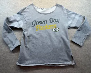 Green Bay Packers Junk Food Gray Varsity Sweatshirt Women’s XL NFL thumbnail 1