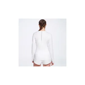 Calia Long Sleeve Top Women Medium White WAX13036 Activewear Thumbhole Mesh Trim thumbnail 2
