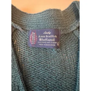 Lady‎ Avon Kenneth Gordon Teal Wool Cable Knit Cardigan Sweater Womens Large thumbnail 2