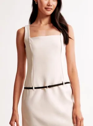 New Without Tags Abercrombie Belted Cream Dress thumbnail 1