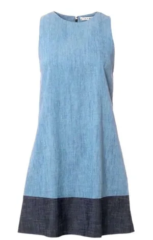 Alice + Olivia Chambray Linen Shift Dress Size XS Blue thumbnail 1