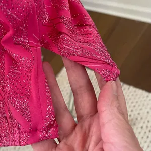 Vintage Y2K Ynes Stretchy BodyCon Mini Dress Bold Pink Glitter S thumbnail 8
