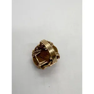 Source Unknown Vintage Gold-Filled‎ Wire Wrapped Agate Ring  Size 3.25 Handmade Artisan Setting thumbnail 7