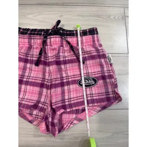 Von Dutch Originals Womens Pink Plaid Flannel Pajama Set Crop Tank Shorts S NEW thumbnail 4