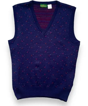 Vintage 90s Knit Sweater Vest Blue Burgundy Abstract Geometric‎ Unisex Medium thumbnail 1