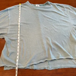 Free People Care FP Ready For This Tee Cropped Oversized Aegean Teal Size Large thumbnail 8