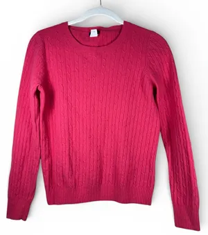 J Crew Wool Cashmere Blend Crew Neck Cable Knit Sweater Size M Pink thumbnail 1