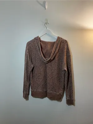 Jane and Delancey Leopard Hooded Pullover Top Size Medium thumbnail 2