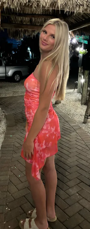 Pink/orange floral strapless dress thumbnail 2