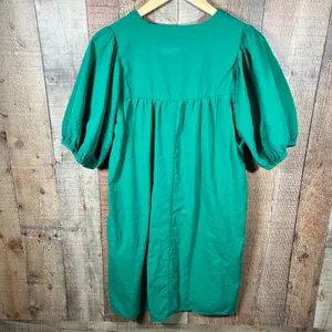 Knox Rose Green Puff Short Sleeve Boho Peasant Dress Size Medium Tassel Pockets thumbnail 6