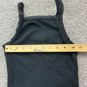 American Eagle Black Ribbed Lace‎ Trim Cropped Tank Top Womens XS Cami Casual thumbnail 3