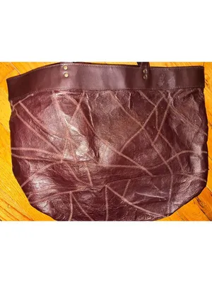 Yih Jou 605 Brown Genuine Leather Textured Large Tote Bag thumbnail 4