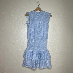 Anthropologie Sundays Shae Dress Blue Floral Smocked Cotton Ruffle Mini‎ Small thumbnail 3