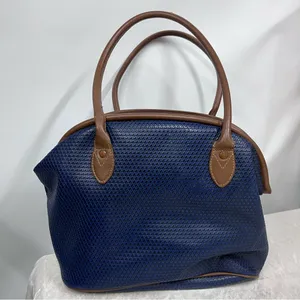 Vintage Liz Claiborne Blue textured handBag leather trim 80’s tote thumbnail 7
