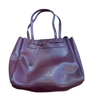 Nanette Lepore Burgundy Oxblood Oversized Tote Fall Work Bag Faux Leather Pebble thumbnail 1