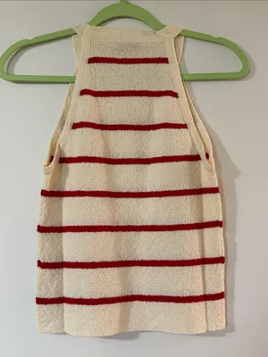 NWOT Zenana Outfitters Cream Tank Top with Red Stripes thumbnail 4