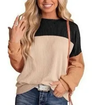Kirundo size L color block texture oversized knit top. Black Size L thumbnail 1