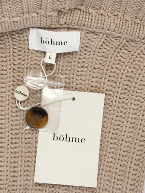Bohme NWT Chunky Knit Shawl Collar Cardigan Sweater Size L Taupe Beige thumbnail 3