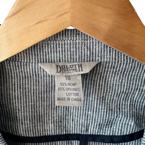 Duluth Trading Black & White Pinstripe Hemp Cotton Casual Blazer Jacket Size 18 thumbnail 3