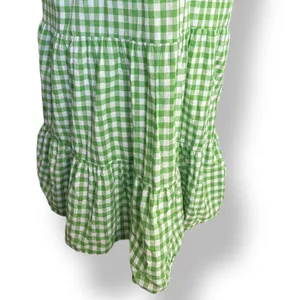 Draper James RSVP Green Gingham Plaid Cotton Midi Dress Ruffle Sleeves Medium‎ thumbnail 7