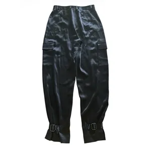 Aritzia Babaton‎ Refined Satin Cargo Pants Size 2 Black Ankle Straps Pockets thumbnail 9