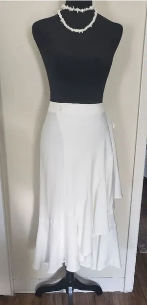 Maria Yasar White Pull On Wrap Skirt Size XL thumbnail 1