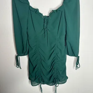 NWT Lulus It Happened in Dublin Forest Green Ruched Lace-up mini dress Sz XS‎ thumbnail 5