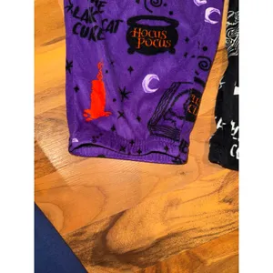 Disney Hocus Pocus Pajama Pants Women XL Purple Black Split Leg Jogger pj thumbnail 3