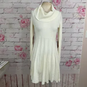 Calvin Klein white cowl neck elbow pad sweater dress thumbnail 3