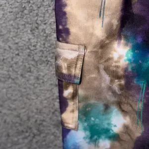 Boohoo Womens Abstract Tie Dye Tracksuit Set Cargo Sweatshirt Joggers Purple L thumbnail 9