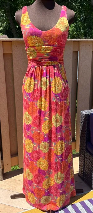 Tabitha Webb Floral V-Neck Stretch Maxi Dress with Pockets Size XS Summer Garden thumbnail 1