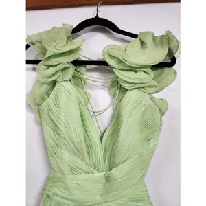 Mac Duggal Ruffle Tiered Cut-Out Chiffon Gown mint color size 8. H thumbnail 10