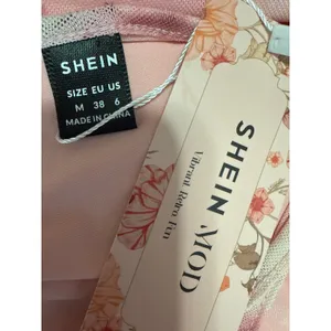 NEW Shein Pink Floral Ruched Sleeveless Cami Camisole Tank Midi Bodycon Dress M thumbnail 5