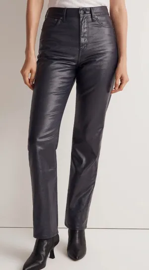 NWT Madewell The '90s Straight Jean in Coated Midnight Blue‎ Foil NN461 thumbnail 1