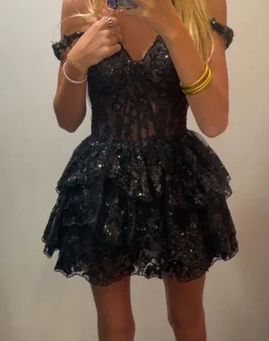 Sherri Hill Homecoming Dress Black thumbnail 1