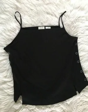 new meadow rue by anthropologie anthro black button tank top size XL thumbnail 1