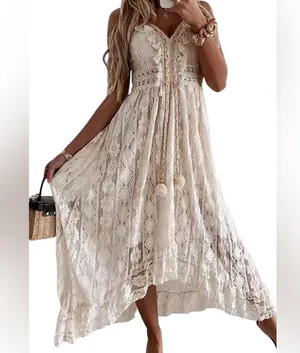 Cupshe Cream Lace Dress thumbnail 1