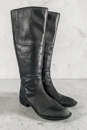 Franco Sarto Black Knee High Leather Boots “Cristo” Wide Shaft thumbnail 1