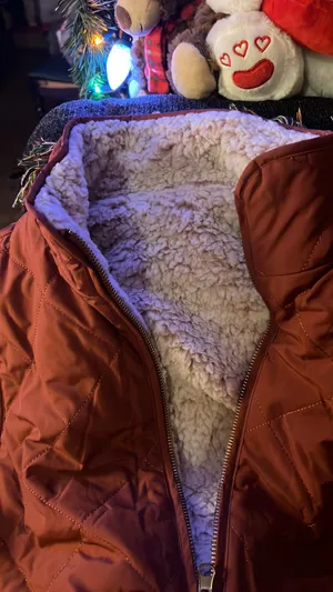 SheIn Maroon  Puffer Vest With Fur Lining thumbnail 2