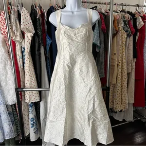 Rihoas White Sweetheart Neck Jacquard Midi Dress thumbnail 8