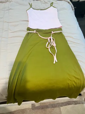 Olive Green Midi Skirt with Waist Tie thumbnail 3